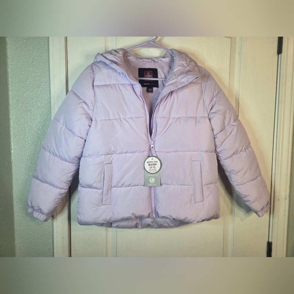 Swiss+Tech Girls Lavender Puffer Jacket Lg Hooded Fleece Lined Water Resistant - Picture 2 of 9